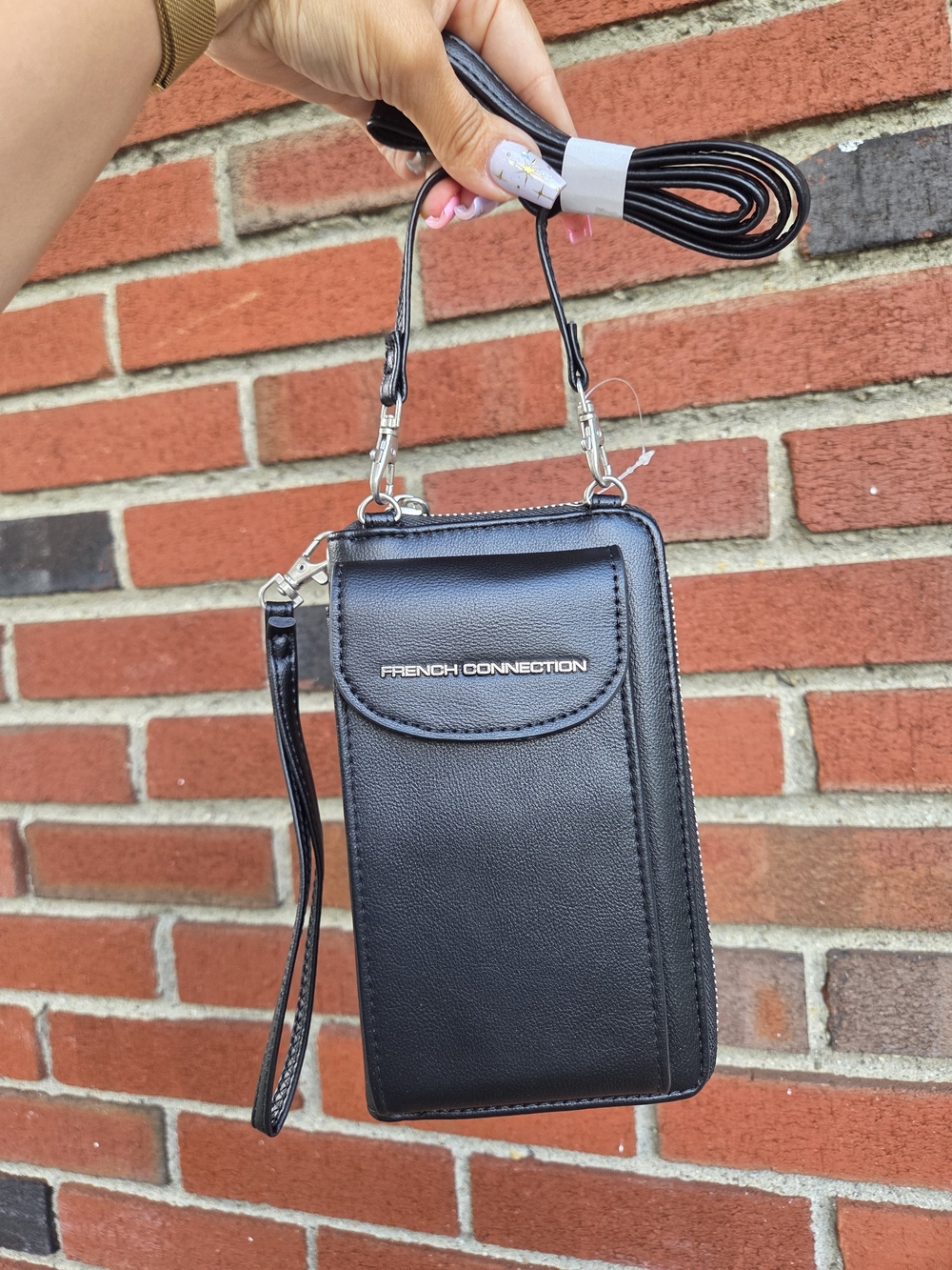 Black Phone Holder Crossbody Wristlet Travel Wallet Concert Bag